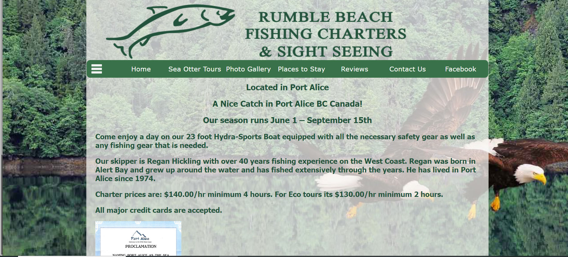 rumble beach fishing charters port alice